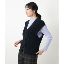 Vラインニットベスト【Leilian WHITE LABEL】