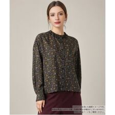 花柄フリルカラーブラウス