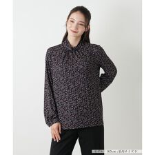 プリントハイネックブラウス【ROCHAS Premiere】