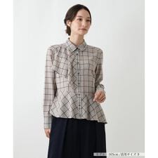 レリアン(Leilian)のチェックペプラムブラウス