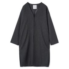 ノーカラーVネックコート