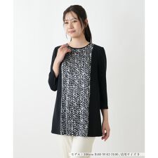 幾何学柄プリーツ切替ブラウス【Leilian WHITE LABEL】