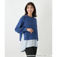 異素材切替ニットプルオーバー