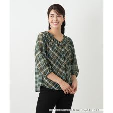 レリアン(Leilian)のチェックフレアブラウス