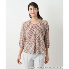 レリアン(Leilian)のチェックフレアブラウス