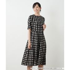 格子柄フレアワンピース