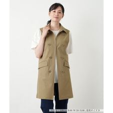 洗えるデニム調トレンチ風ジレ