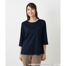 刺繍七分袖カットソー