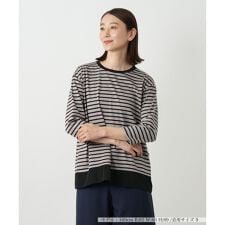 異素材切替ボーダーカットソー