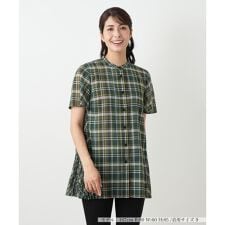 レリアン(Leilian)のプリーツ切替チェックブラウス