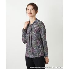 小花柄バンドカラーブラウス【BINDA】