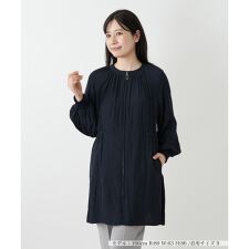 ノーカラーロングブルゾン