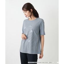 ボーダー刺繍Tシャツ【Leilian WHITE LABEL】
