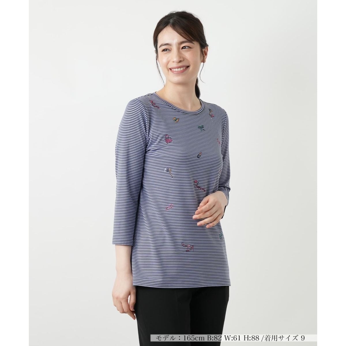 刺繍ボーダーカットソー | レリアン(Leilian) | マルイウェブチャネル