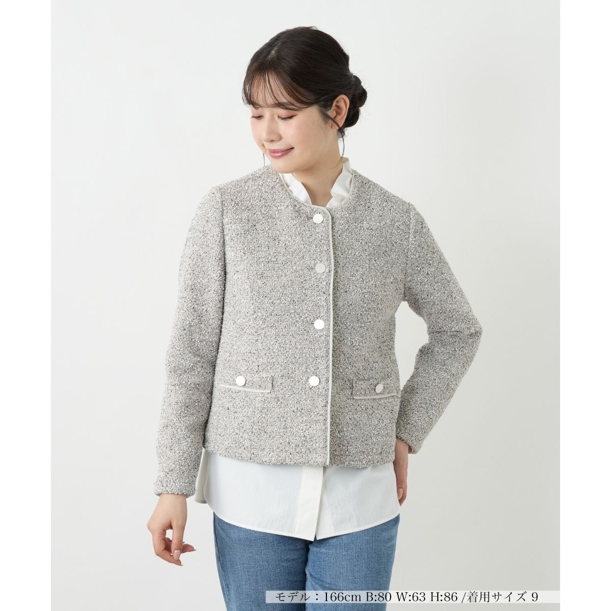 フェイクファーフーデッドショートコート【Leilian WHITE LABEL