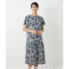洗えるプリントフレアワンピース【パワーネット素材】