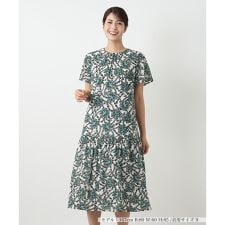 洗えるプリントフレアワンピース【パワーネット素材】