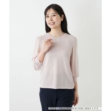 編地切替クルーネックニット