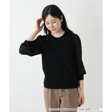 編地切替クルーネックニット