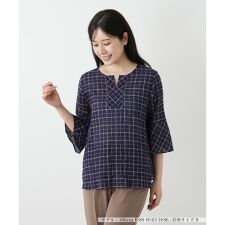 チェック柄フレアスリーブブラウス【Leilian WHITE LABEL】