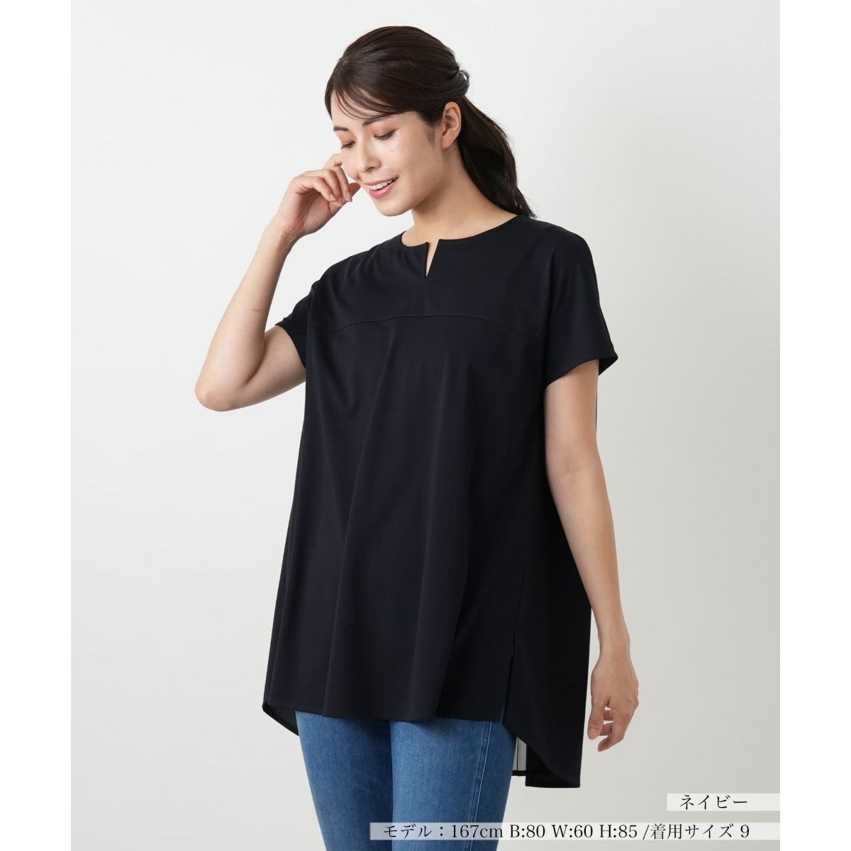 ROCHAS Premiere ハート柄 五分袖シャツ 11号細め カットソー 