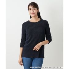 ボーダー七分袖カットソー【Leilian WHITE LABEL】