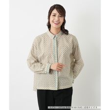 幾何学柄ブラウス