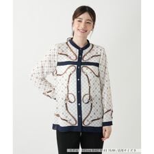 プリント切り替えブラウス