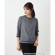 幾何学柄カットソー【Leilian WHITE LABEL】