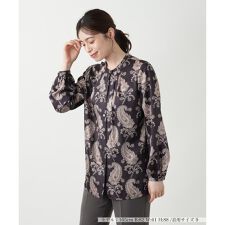 ペイズリー柄バンドカラーブラウス【ROCHAS Premiere】