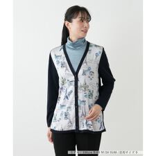 イラスト柄切替カーディガン【Leilian WHITE LABEL】