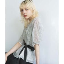 ボタニカル柄リボンブラウス