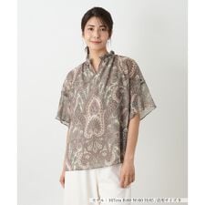 ペイズリー柄スキッパーブラウス