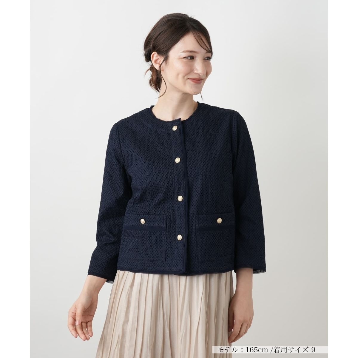 フェイクファーフーデッドショートコート【Leilian WHITE LABEL