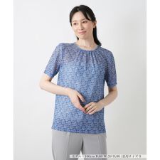 幾何学柄クルーネックカットソー【ROCHAS Premiere】【ERICA】