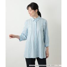 ストライプ七分袖ブラウス
