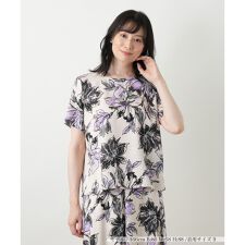 花柄クルーネックブラウス