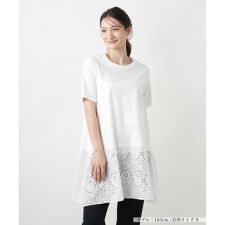 レース切替チュニックカットソー