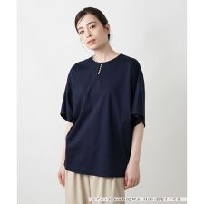 パール調ビジューカットソー