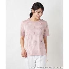 ナローボーダー刺繍Tシャツ