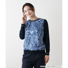 ペイズリー切替クルーネックニット【ROCHAS Premiere】【RATTI】