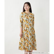 ボタニカル柄フレアワンピース