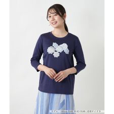 フラワーモチーフ七分袖カットソー