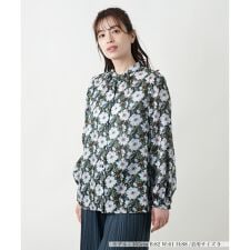 プリントバンドカラーブラウス