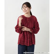 レースバンドカラーブラウス