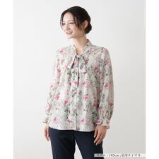 花柄ボウタイブラウス【ROCHAS Premiere】【ERICA】