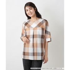 ブロックチェックブラウス【ROCHAS Premiere】