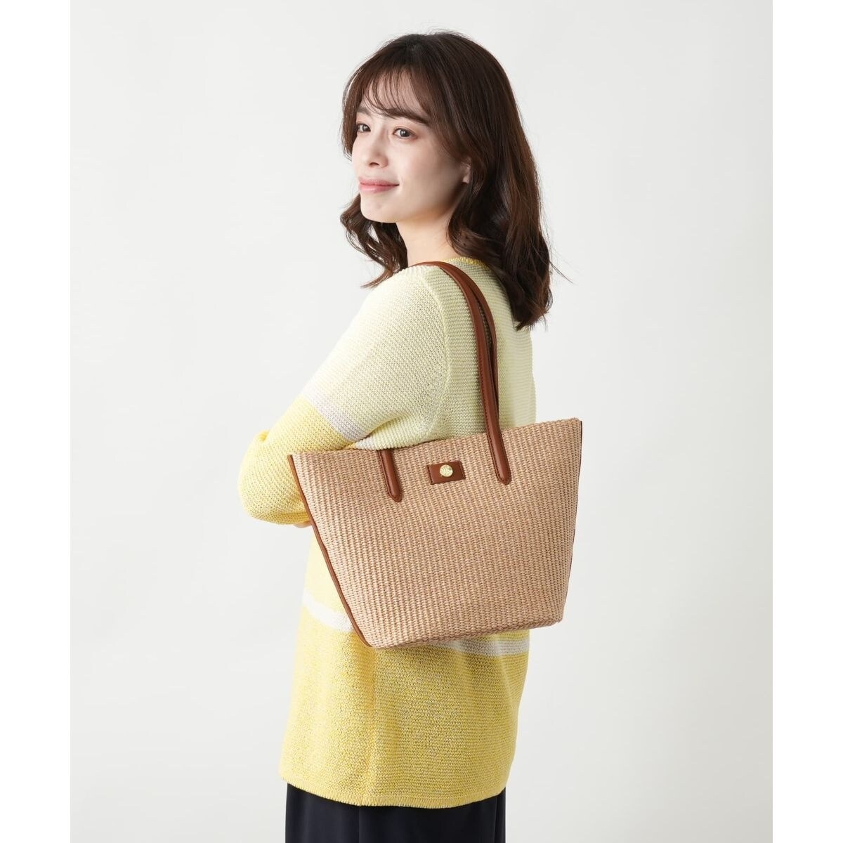 ミニポーチ付き編み込みスクエアトートバッグ | グランターブル