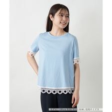 カットワークレースTシャツ-BLUBIANCO