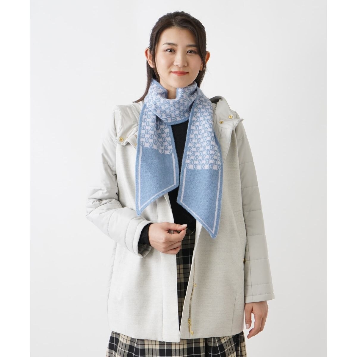 ★Leilian★ストール★チェック柄★ブルー系★マフラー★カシミヤ100%★ チェック柄カシミヤマフラー | レリアン(Leilian) | マルイウェブチャネル